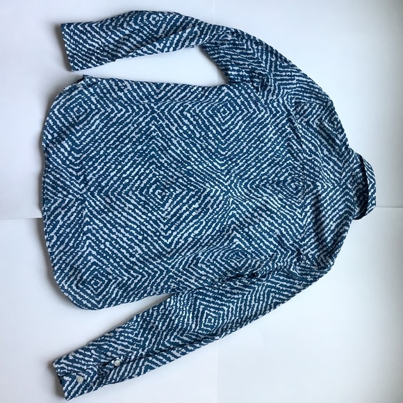 J.CREW Teal & White Collared Popover Top - Picture 4 of 4